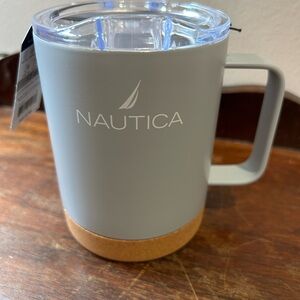 Nautica Gray Mug with Tan Base and Clear Lid